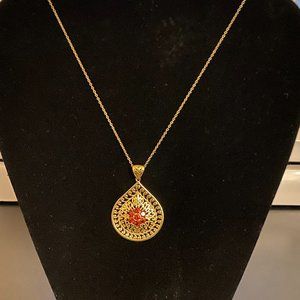 GARNET 18K OVER STERLING SILVER PENDANT